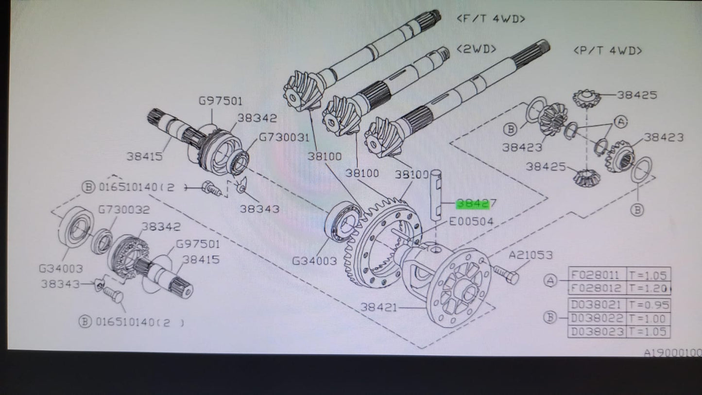 38427AA010 Subaru shaft pinion
