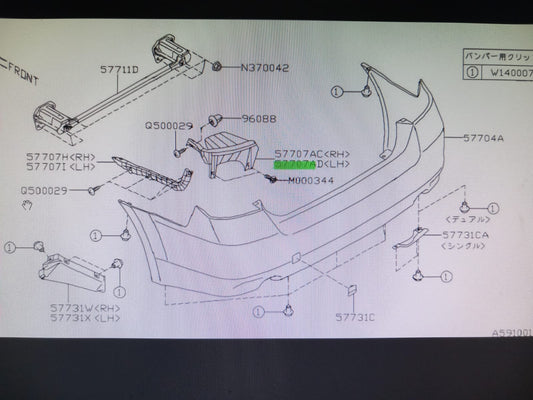 57707AJ171 Subaru Legacy 2010-2013 rear bumper bracket